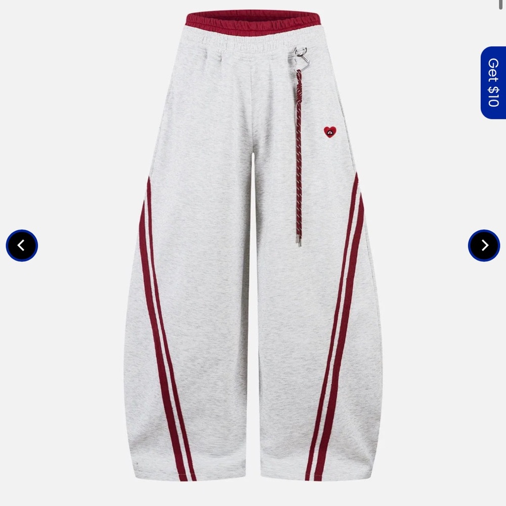 Aelfric Eden Gray Sweatpants with Burgundy Stripes & Heart